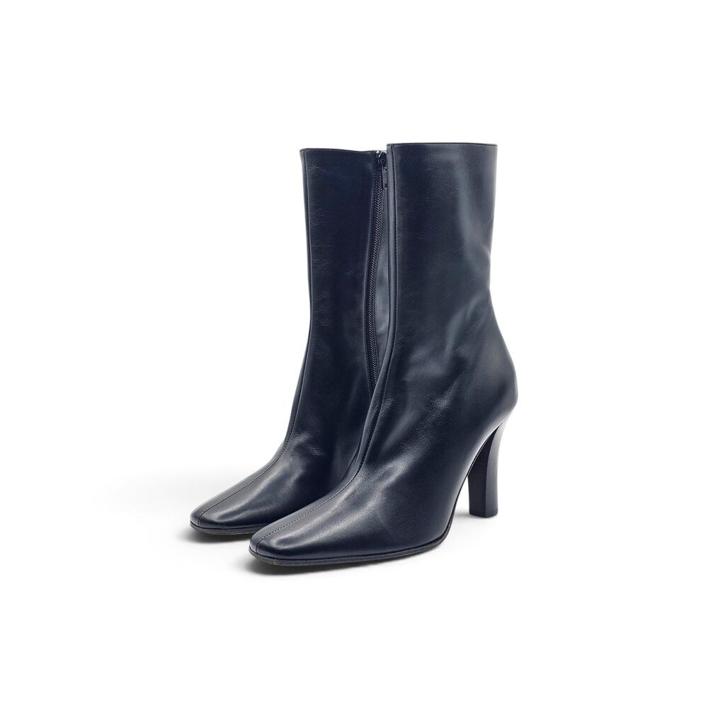 The Row Mona 80 Women's Leather Mid-Calf Boots Black Leather - NWB $3000